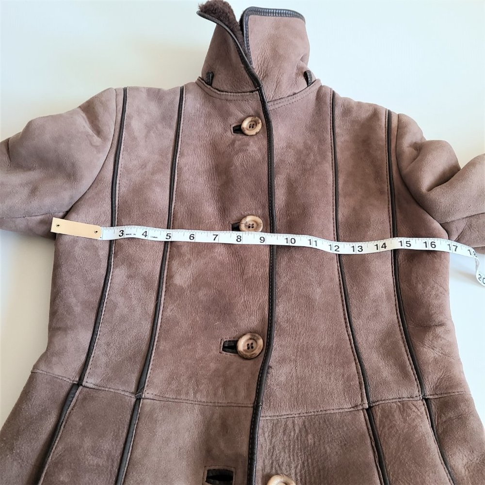 Real shearling/sheepskin Leather Attic Vintage long coat with leather details. - Picture 13 of 16